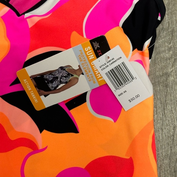 Women’s Zeroxposur XS Tankini Padded UPF Swim Swimwear Tank Top Pink Orange NWT - Picture 8 of 9
